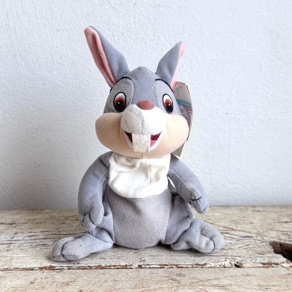Disney Other - Disney Store Mini Beanbag Thumper Plush Bambi Rabbit Grey 8 Inch NWT CSGA